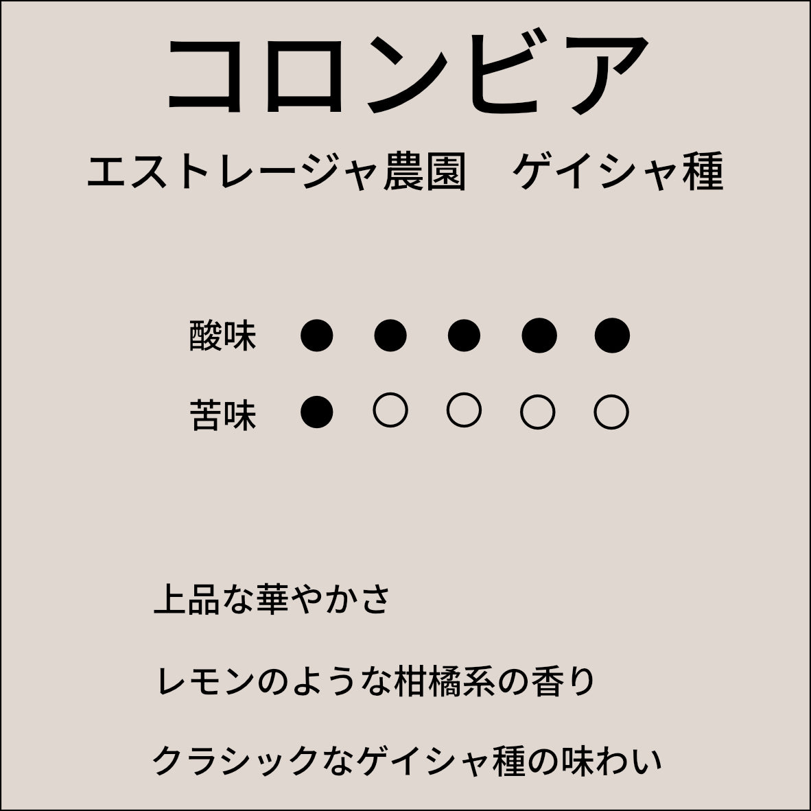 コロンビア　エストレージャ農園　ゲイシャ種