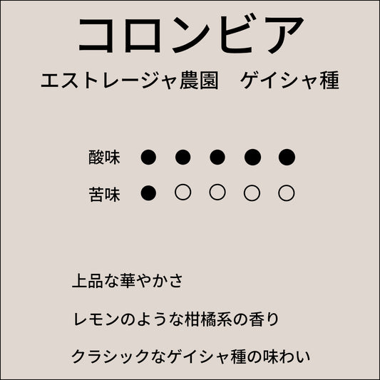 コロンビア　エストレージャ農園　ゲイシャ種